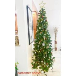 4.5 Ft. Pre-Lit LED Fir Pencil Slim Artificial Christmas Tree -Northlight Shop pre lit christmas trees m22 8cm70 1d 1000