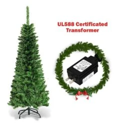 4.5 Ft. Pre-Lit LED Fir Pencil Slim Artificial Christmas Tree -Northlight Shop pre lit christmas trees m22 8cm70 1f 1000