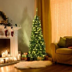 4.5 Ft. Pre-Lit LED Fir Pencil Slim Artificial Christmas Tree -Northlight Shop pre lit christmas trees m22 8cm70 31 1000