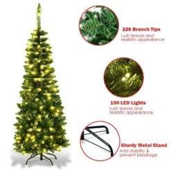 4.5 Ft. Pre-Lit LED Fir Pencil Slim Artificial Christmas Tree -Northlight Shop pre lit christmas trees m22 8cm70 44 1000