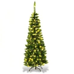 4.5 Ft. Pre-Lit LED Fir Pencil Slim Artificial Christmas Tree