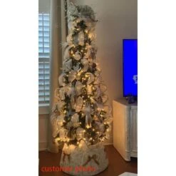 4.5 Ft. Pre-Lit LED Fir Pencil Slim Artificial Christmas Tree -Northlight Shop pre lit christmas trees m22 8cm70 76 1000