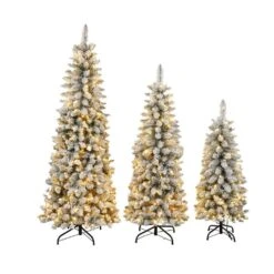 3 Pcs Flocked Pre-Lit Artificial Christmas Tree Set With Lights,4ft 5ft 6ft Premium Christmas Tree Set For Holiday Decor -Northlight Shop pre lit christmas trees px283312aafyf 31 1000