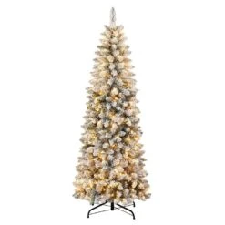 3 Pcs Flocked Pre-Lit Artificial Christmas Tree Set With Lights,4ft 5ft 6ft Premium Christmas Tree Set For Holiday Decor -Northlight Shop pre lit christmas trees px283312aafyf 76 1000