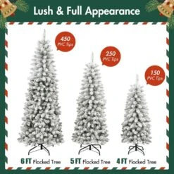 3 Pcs Flocked Pre-Lit Artificial Christmas Tree Set With Lights,4ft 5ft 6ft Premium Christmas Tree Set For Holiday Decor -Northlight Shop pre lit christmas trees px283312aafyf c3 1000