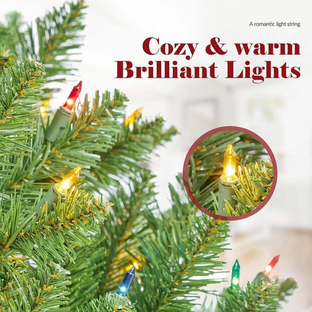 4.5ft. Fir Christmas Tree W/ Pre-Strung Multi-Color Lights Pre-Lit Artificial Christmas Tree Includes Sturdy Metal Stand 5 4.5ft. Fir Christmas Tree W/ Pre-Strung Multi-Color Lights Pre-Lit Artificial Christmas Tree Includes Sturdy Metal Stand - Image 5