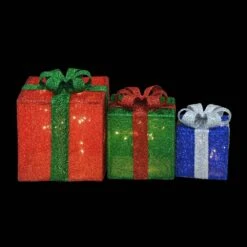 Candy Cane Lane 8 In./10 In./12 In. Red, Green, Blue Presents Outdoor Led Decor (Set Of 3) 10 Candy Cane Lane 8 In./10 In./12 In. Red, Green, Blue Presents Outdoor Led Decor (Set Of 3) -Northlight Shop product works christmas yard decorations 46524 myt 76 1000