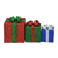 Candy Cane Lane 8 In./10 In./12 In. Red, Green, Blue Presents Outdoor Led Decor (Set Of 3) 8 Candy Cane Lane 8 In./10 In./12 In. Red, Green, Blue Presents Outdoor Led Decor (Set Of 3) -Northlight Shop product works christmas yard decorations 46524 myt c3 1000