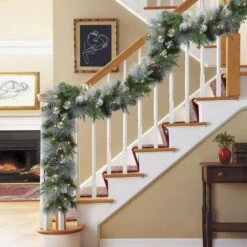 9 Ft. X 10 In. Pre-Lit Battery-Operated Flocked Artificial Christmas Garland -Northlight Shop puleo international christmas garland 5926 g9 10lw04 bo 31 1000