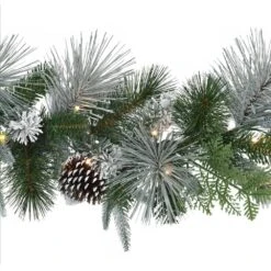 9 Ft. X 10 In. Pre-Lit Battery-Operated Flocked Artificial Christmas Garland -Northlight Shop puleo international christmas garland 5926 g9 10lw04 bo fa 1000