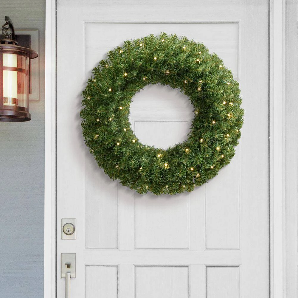 24 In. Pre-Lit Battery-Operated Artificial Christmas Wreath 4 24 In. Pre-Lit Battery-Operated Artificial Christmas Wreath - Image 4