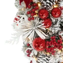 28 In. Pre-Lit Adorned Flocked Artificial Christmas Swag With 70 Warm White Lights -Northlight Shop puleo international christmas swag 4646 st28lw07 bo fa 1000