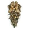 28 In. Gold And Green Battery Operated Prelit Flocked Artificial Christmas Wall Decoration