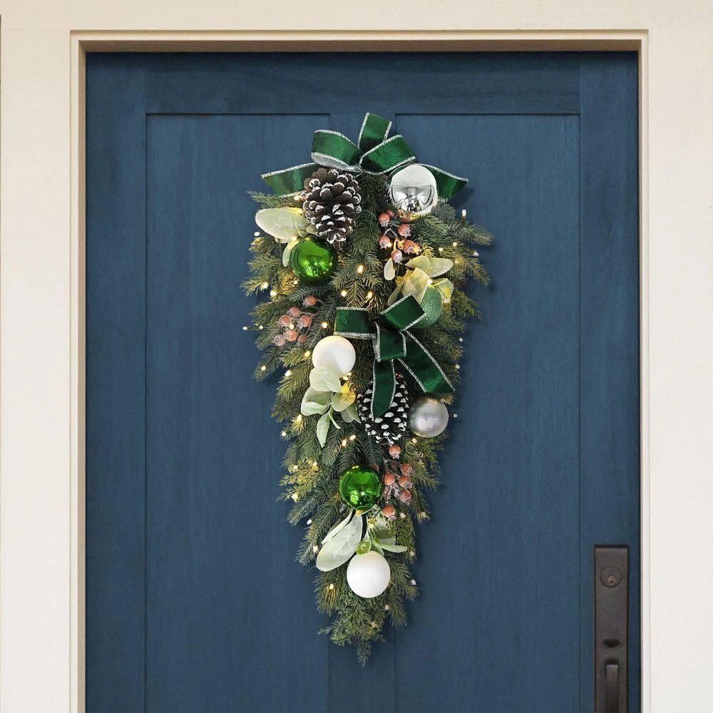 28 In. Pre-Lit Adorned Artificial Christmas Swag Battery Operated With LED Lights 4 28 In. Pre-Lit Adorned Artificial Christmas Swag Battery Operated With LED Lights - Image 4