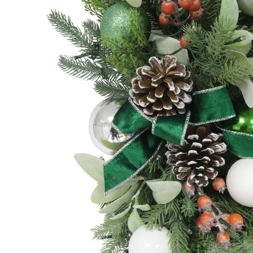 28 In. Pre-Lit Adorned Artificial Christmas Swag Battery Operated With LED Lights 2 28 In. Pre-Lit Adorned Artificial Christmas Swag Battery Operated With LED Lights - Image 2