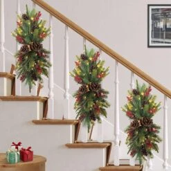 28 In. Pre-Lit Adorned Battery-Operated Artificial Christmas Swag -Northlight Shop puleo international christmas swag 51021 st28lw07 bo 31 1000