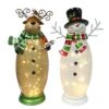 Crackle Glass Moose And Snowman Set With 40 LED Rice Lights, White -Northlight Shop puleo international christmas tabletop trees dg9009l 2 b 64 1000