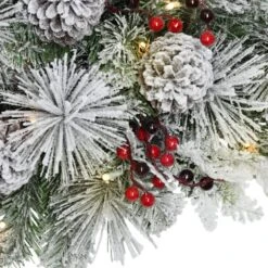 36 In. Green Battery Operated Prelit Flocked Artificial Christmas Mailbox Cover -Northlight Shop puleo international christmas yard decorations 4466 stf16lw5k025 bo fa 1000