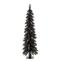 4 Ft. Prelit Black Alpine Pencil Artificial Christmas Tree
