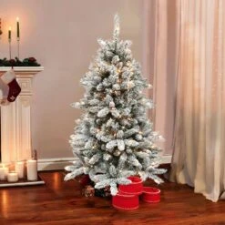 4.5 Ft. Prelit Flocked Bennington Fir Artificial Christmas Tree With 150 UL-Listed Lights 7 4.5 Ft. Prelit Flocked Bennington Fir Artificial Christmas Tree With 150 UL-Listed Lights -Northlight Shop puleo international pre lit christmas trees 253 byg 45c150 4f 1000