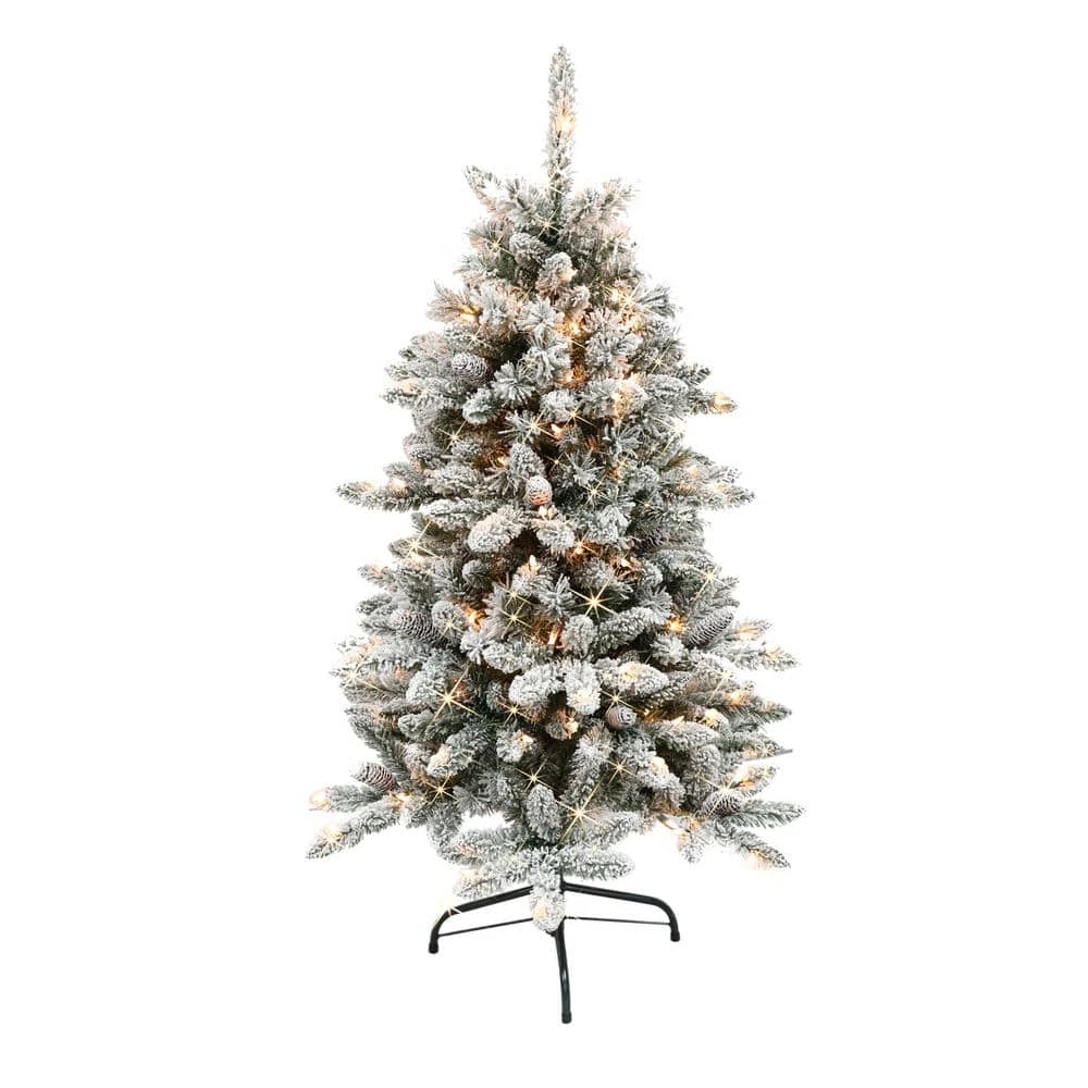 4.5 Ft. Prelit Flocked Bennington Fir Artificial Christmas Tree With 150 UL-Listed Lights 1 4.5 Ft. Prelit Flocked Bennington Fir Artificial Christmas Tree With 150 UL-Listed Lights