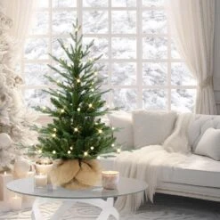 3 Ft. Pre-Lit Artificial Christmas Tree In Burlap Sac Base -Northlight Shop puleo international pre lit christmas trees 51011 st30g15lw05 bo 31 1000