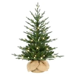 3 Ft. Pre-Lit Artificial Christmas Tree In Burlap Sac Base
