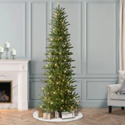 7.5 Ft. Pre-Lit Slim Mountain View Spruce Artificial Christmas Tree 8 7.5 Ft. Pre-Lit Slim Mountain View Spruce Artificial Christmas Tree -Northlight Shop puleo international pre lit christmas trees mtvsl 75lw5k3 31 1000