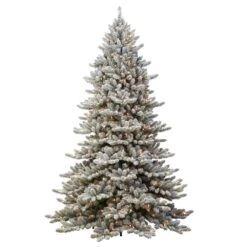 9 Ft. Prelit Royal Majestic Fraser Fir Flocked Green Tree With Memory Tips And Sure-Lit Pole And 800 Clear Lights