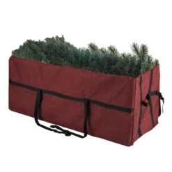 Red Artificial Christmas Tree Storage Bag - Zippered Canvas Tote Stores And Protects 6 Ft. Trees And Decorations -Northlight Shop pure garden christmas tree storage 427582ztq 4f 1000