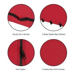 Red Christmas Tree Storage Bag For Artificial Trees Up To 9 Ft. Tall - Rolling Wheeled Canvas Tote With Zipper Closure -Northlight Shop pure garden christmas tree storage 836091vew 1f 1000