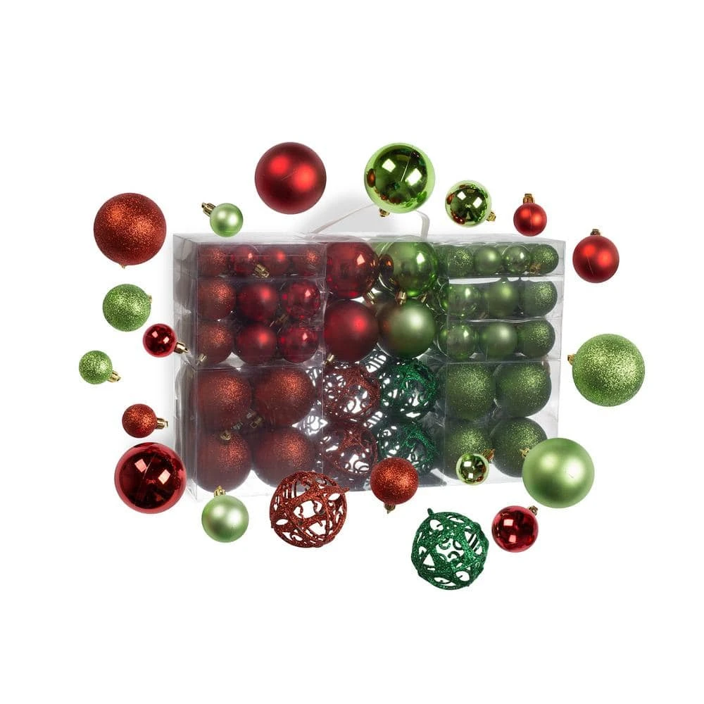 100 Shatterproof Christmas Ornaments - Christmas Ornaments For Christmas Tree - Decorative Ball -Red And Green 2 100 Shatterproof Christmas Ornaments - Christmas Ornaments For Christmas Tree - Decorative Ball -Red And Green - Image 2