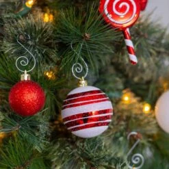 Candy Cane Ornament Set-Shatterproof Balls And Hanging Ornaments For Indoor/Outdoor Christmas Tree (82-Piece) -Northlight Shop r n d toys christmas ornament sets rd 123 1f 1000