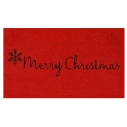 Red Merry Christmas 17 In. X 29 In. Coir Door Mat