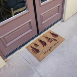 Merry Christmas "Scottish Fraser Fir Forest" 18 In. X 30 In. Coir Door Mat -Northlight Shop red brown rubber cal christmas doormats 10 110 004 44 1000