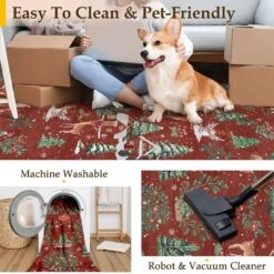 Christmas 2 Ft. X 3 Ft. Red/Green Elk Snowman Christmas Tree Area Rug -Northlight Shop red green haiimeid christmas doormats x25iu0104h 123 1f 1000