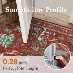 Christmas 3 Ft. X 5 Ft. Red/Green Elk Snowman Christmas Tree Area Rug -Northlight Shop red green haiimeid christmas doormats x25iu0104h 135 c3 1000