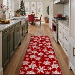 Christmas 2 Ft. X 6 Ft. Red Snowflakes Area Rug 8 Christmas 2 Ft. X 6 Ft. Red Snowflakes Area Rug -Northlight Shop red haiimeid christmas doormats x24iu0046h 126 40 1000