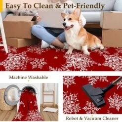 Christmas 3 Ft. X 5 Ft. Red Snowflakes Area Rug 9 Christmas 3 Ft. X 5 Ft. Red Snowflakes Area Rug -Northlight Shop red haiimeid christmas doormats x24iu0046h 135 1f 1000