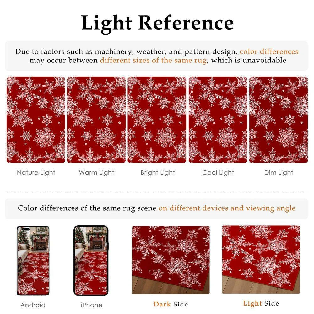 Christmas 3 Ft. X 5 Ft. Red Snowflakes Area Rug 4 Christmas 3 Ft. X 5 Ft. Red Snowflakes Area Rug - Image 4