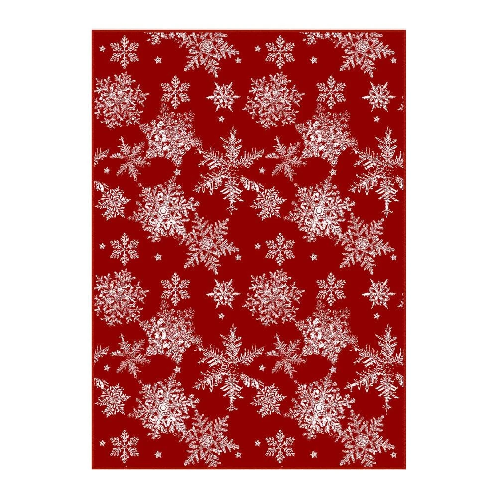 Christmas 3 Ft. X 5 Ft. Red Snowflakes Area Rug 1 Christmas 3 Ft. X 5 Ft. Red Snowflakes Area Rug