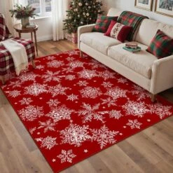 Christmas 4 Ft. X 6 Ft. Red Snowflakes Area Rug 6 Christmas 4 Ft. X 6 Ft. Red Snowflakes Area Rug -Northlight Shop red haiimeid christmas doormats x24iu0046h 146 e1 1000