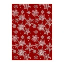 Christmas 8 Ft. X 10 Ft. Red Snowflakes Area Rug