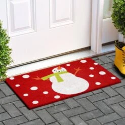 Holiday Snowman 17 In. X 29 In. Coir Door Mat 15 Holiday Snowman 17 In. X 29 In. Coir Door Mat -Northlight Shop red natural calloway mills christmas doormats 121041729 31 1000