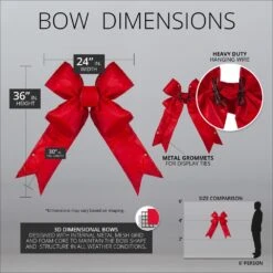 24 In. Red Nylon Outdoor Christmas Structural Bow 8 24 In. Red Nylon Outdoor Christmas Structural Bow -Northlight Shop red sleigh christmas wall decorations 78330 4f 1000