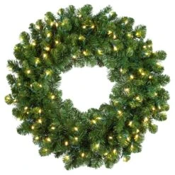 Oregon Fir 48 In. Pre-Lit Artificial Commercial Wreath With 150 Warm White LED Lights