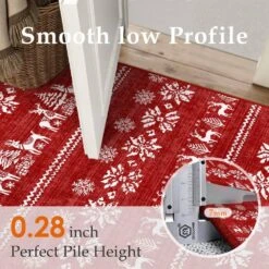 Christmas 2 Ft. X 6 Ft. Red Elk Snowflake Christmas Tree Area Rug -Northlight Shop red white haiimeid christmas doormats x25iu0102h 126 c3 1000