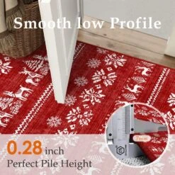 Christmas 4 Ft. X 6 Ft. Red Elk Snowflake Christmas Tree Area Rug -Northlight Shop red white haiimeid christmas doormats x25iu0102h 146 c3 1000