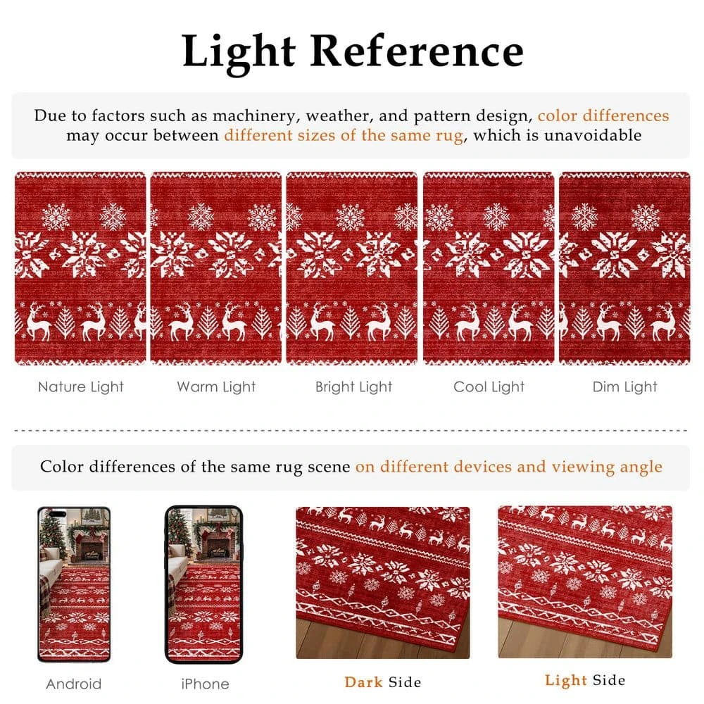 Christmas 5 Ft. X 7 Ft. Red Elk Snowflake Christmas Tree Area Rug 5 Christmas 5 Ft. X 7 Ft. Red Elk Snowflake Christmas Tree Area Rug - Image 5