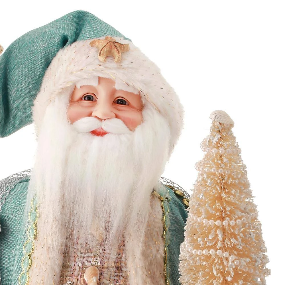 18 In. Aqua Fabric Under The Sea Christmas Santa 2 18 In. Aqua Fabric Under The Sea Christmas Santa - Image 2